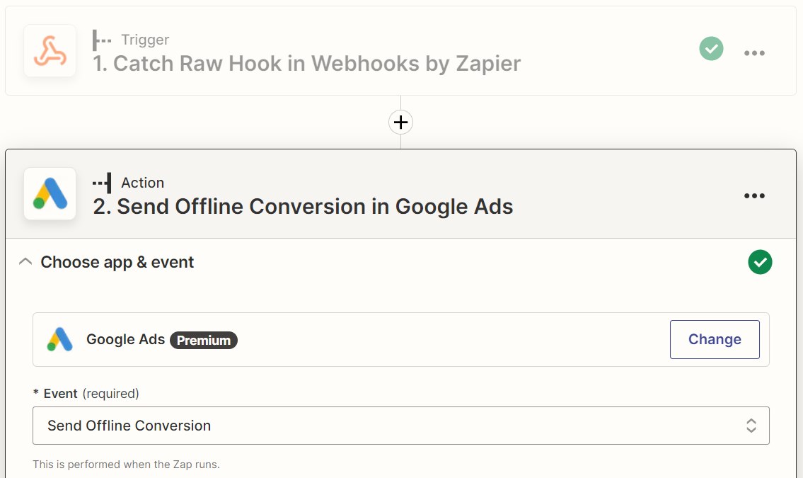 Sending offline conversions to google ads from webhook