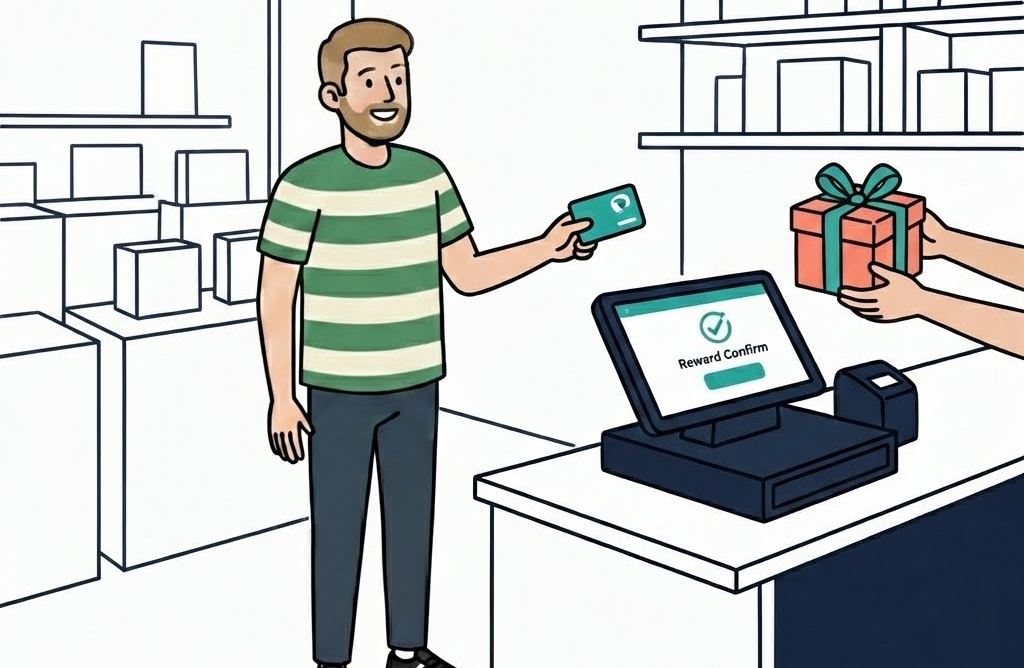 handing over a loyalty card and getting a reward